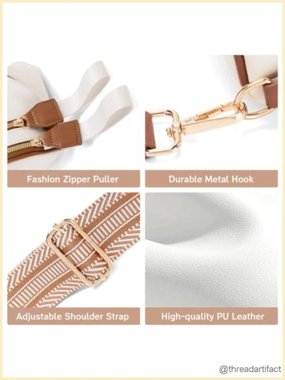 Large PU Leather Crossbody Sling Bag with Adjustable Strap